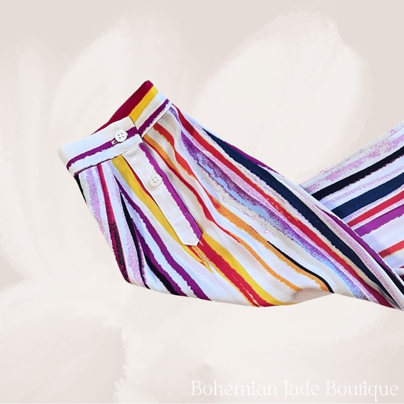 Investments Women’s Colorful Striped Button Up Blouse 3/4 Sleeves- Size Small - Picture 3 of 5